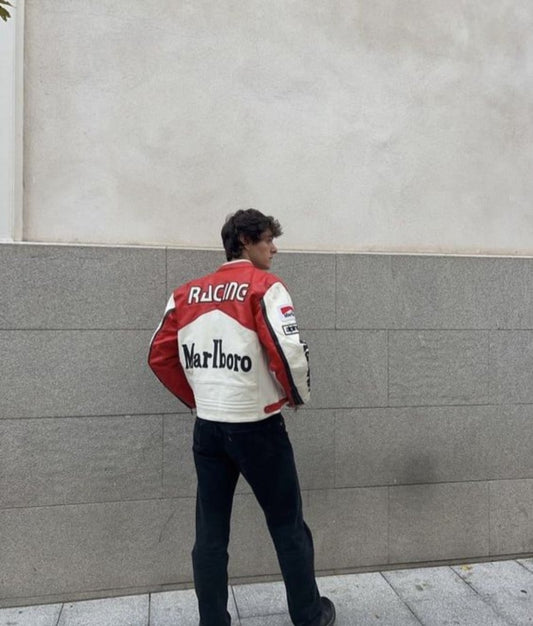 F1 Inspired Racing F1 Leather Jacket – Vintage Motorsport Streetwear