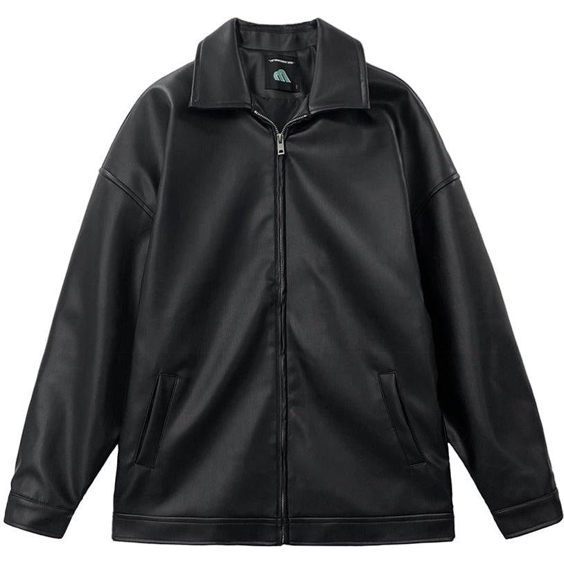 Men’s Cropped Leather Bomber Jacket – Waist-Length Minimalist Design