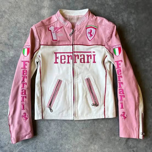 Limited Edition Pink F1 Inspired Leather Jacket